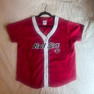 Vintage Mlb Lady Slugger Boston Red Sox Sewn Womens Large Jersey Shirt